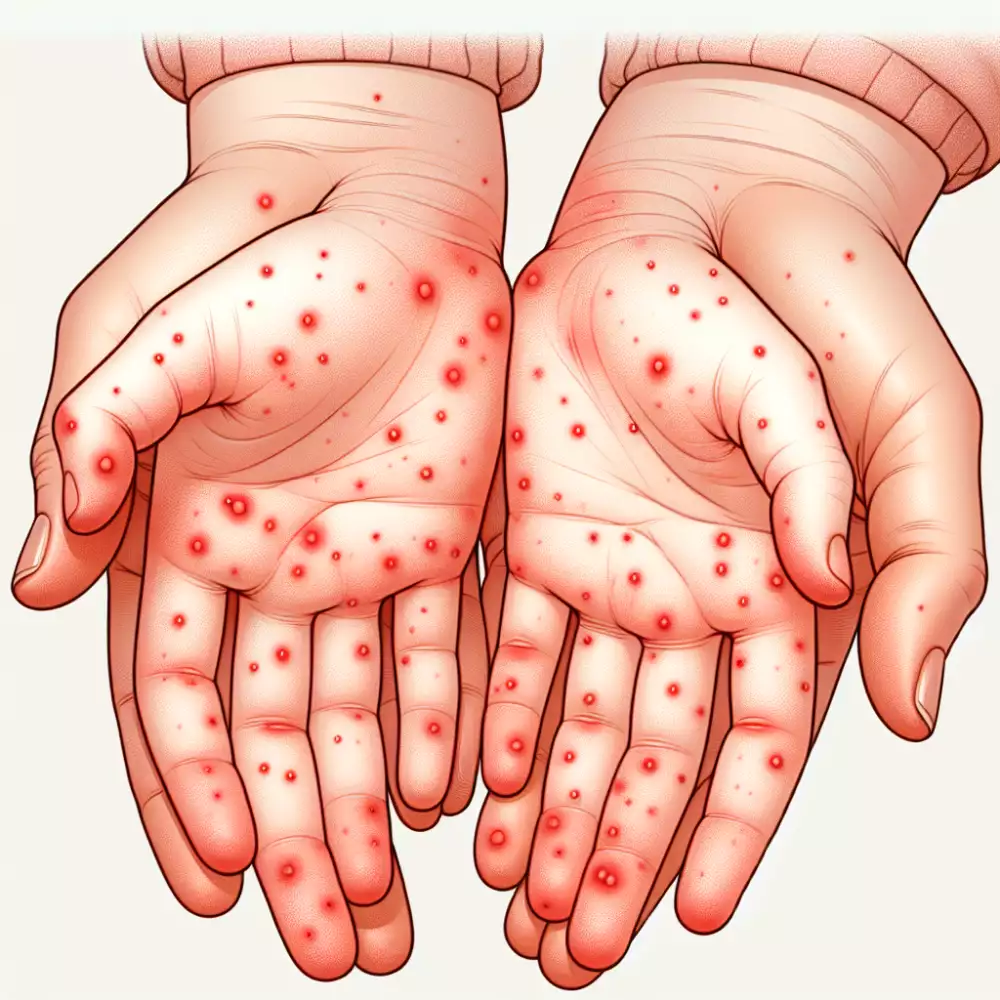 červené fleky na rukou u dětí