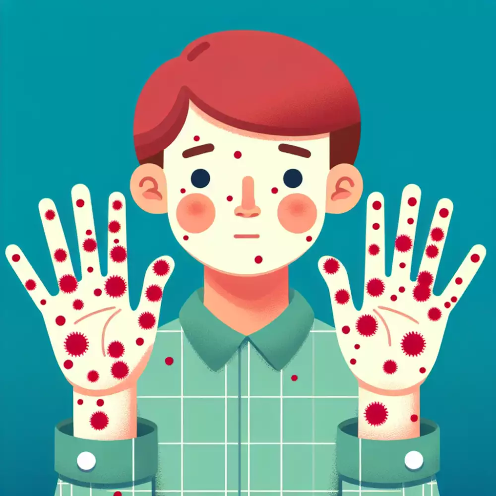 červené fleky na rukou u dětí